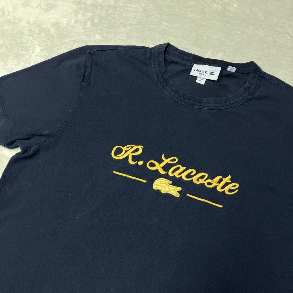 Lacoste Men's Crew Neck Signature Embroidery Cotton T-shirt Spellout Logo 5 /‎ L